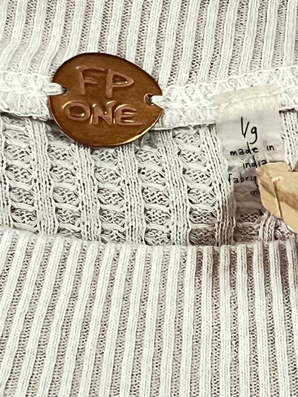 Free People One Large Lavender Waffle Knit Long Sleeve Side Lace-Up Top